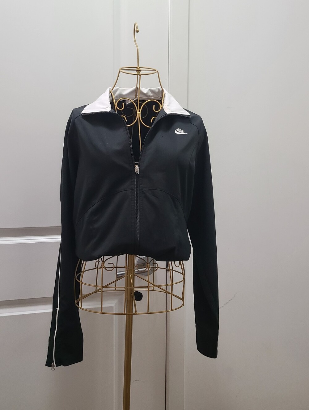 Nike Black Track Bomber Jacket with White Collar